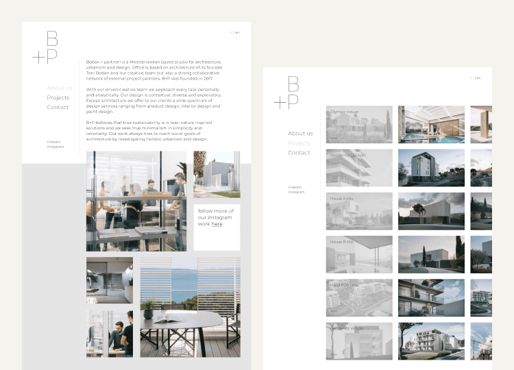 Boban + Partneri page screenshots
