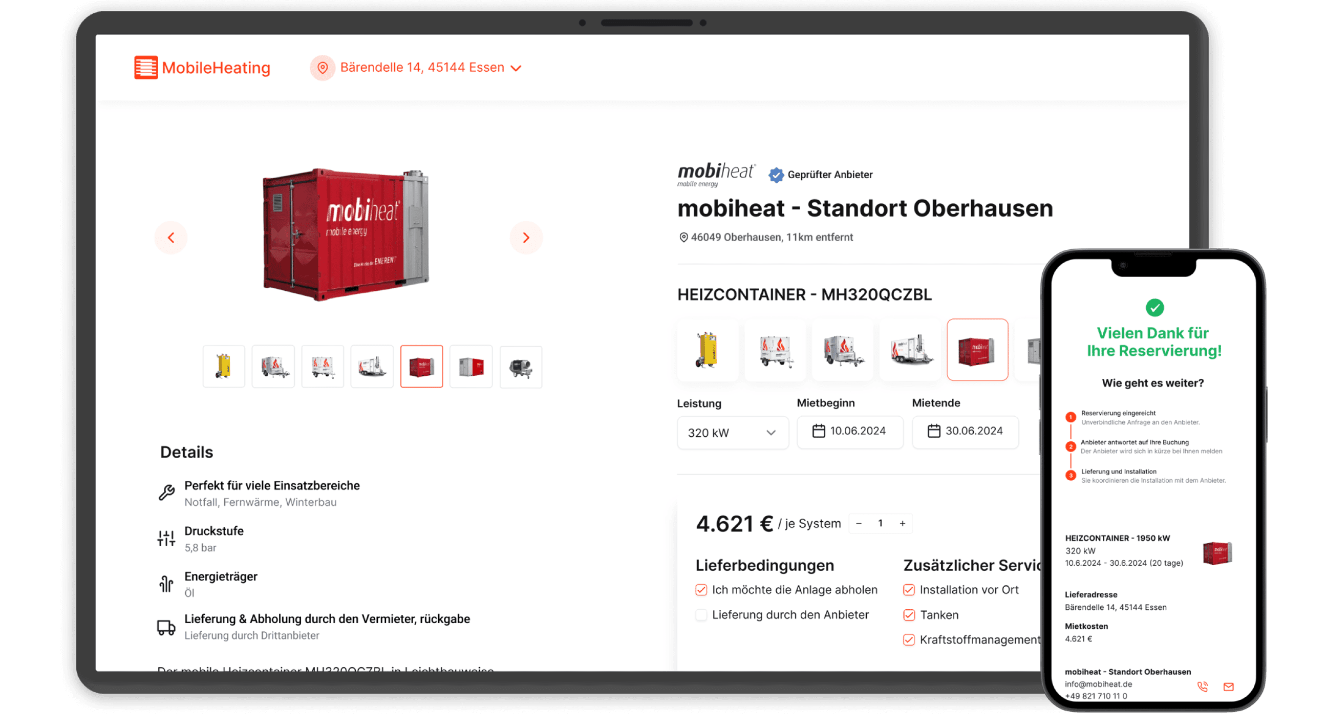 MobileHeating marketplace on desktop and mobile
